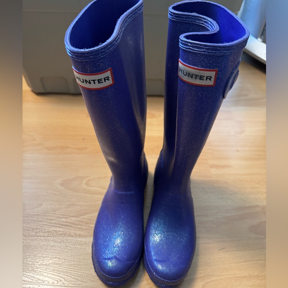 Purple Glitter Hunter Kids Rain Boots